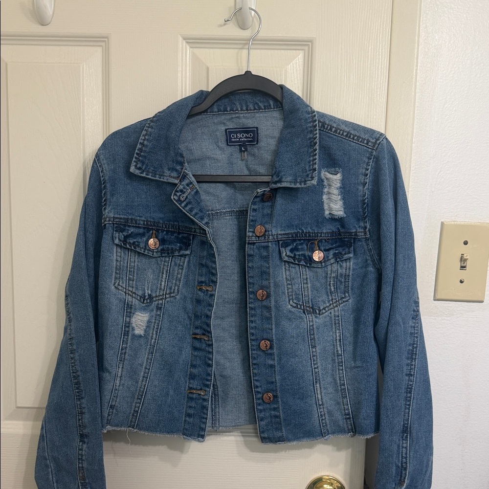 Ci Sono Distressed Blue Jean Jacket